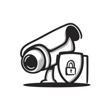 Advanced security systems logo, featuring a camera and a security system icon. sticker