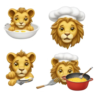 lion cooking scramble egg sticker