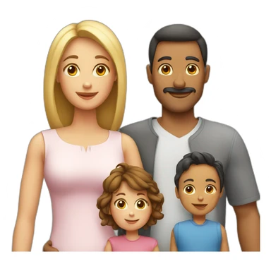 Family with 4, father, mother, Big boy, small girl sticker