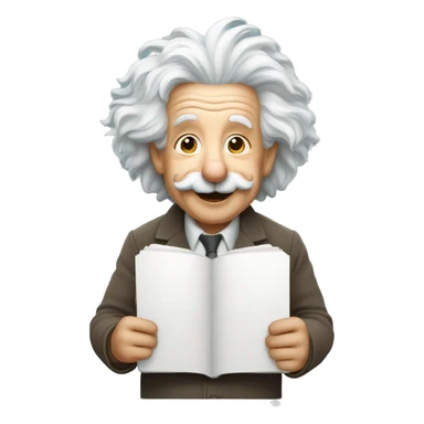 happy albert einstein holding blank notebook in one hand sticker