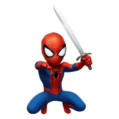 Spider-man with a sword in a slicing pose sticker