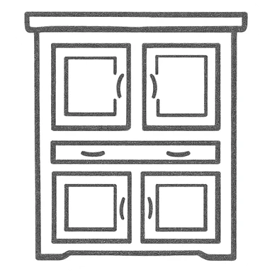 hand drawn sketch style kitchen cabinet made of wood sticker