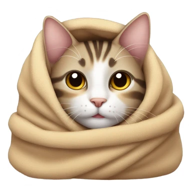 cozy tabby cat wrapped in blanket sticker