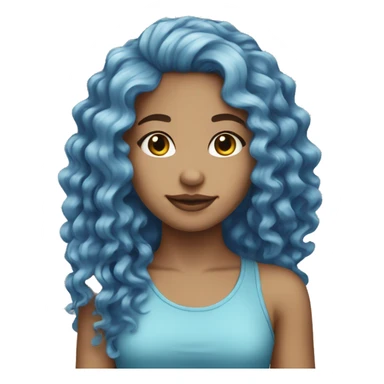 light skin girl long curly blue hair  sticker