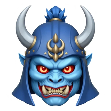 blue oni with samurai helmet face sticker