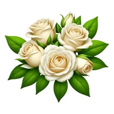 bouquet White Tea Rose, luxuriant, leaf, bud sticker