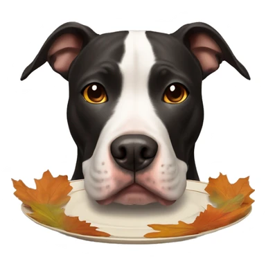 Black pitbull with thanksgiving plate brown eyes sticker