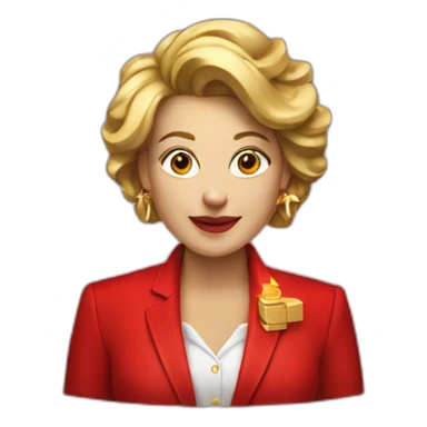 Posh-woman-with-red-suit-offering-goldbar sticker