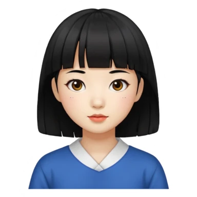 Short hair black bang Korean girl sticker
