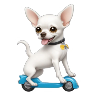 white chihuahua on scooter sticker