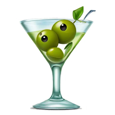Martini with diamond olive pick and 3 green olives  sticker