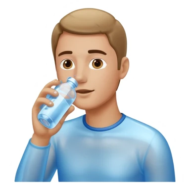 man drinking water from a bottle sticker