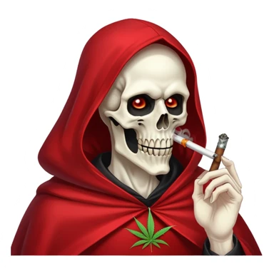 demonic grim reaper in red cape smoking weed sticker