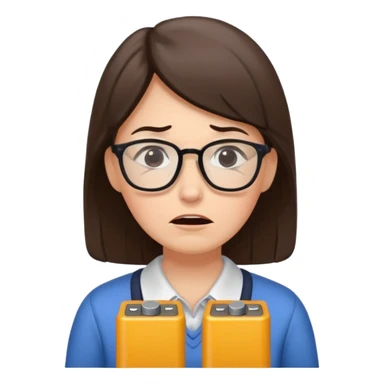 A kindergardenteacher with an empty battery icon above their head an exhausted and stressed face sticker