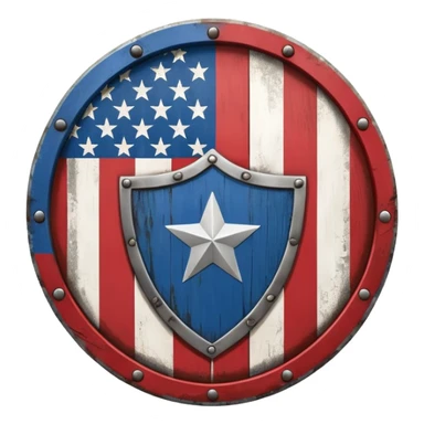 A Circle Shield With American Flag Printed On It sticker