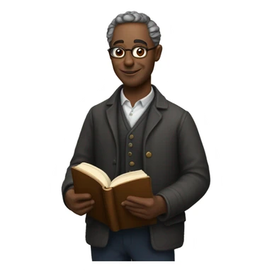a literary curator with a book in his hands sticker