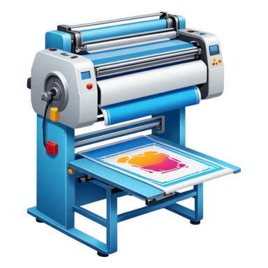 screen printing machine printing on a t-shirt sticker