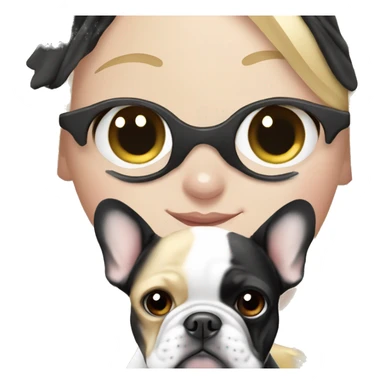 black/white french bulldog with blonde girl sticker