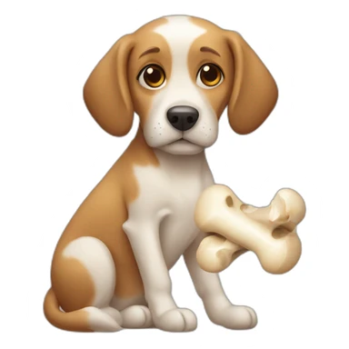 dog thinking about the bone sticker