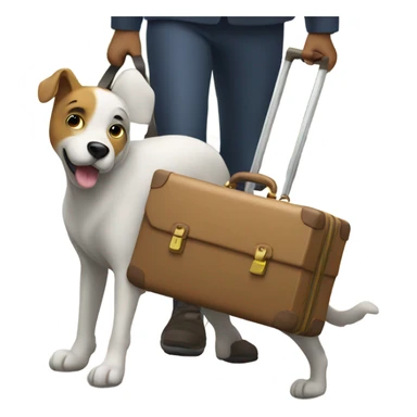 Dog with a suitcase sticker