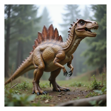 realistic spinosaurus dinosaur in natural environment, detailed, lifelike sticker