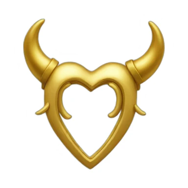 Gold heart frame with horns sticker