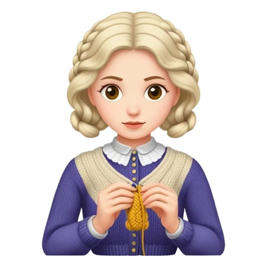 Victorian woman knitting a sweater sticker