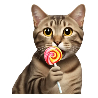 cat eating lollipop  sticker