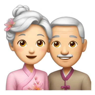 Old Chinese couple love each other sticker