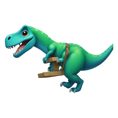 dinosaur on a swing sticker