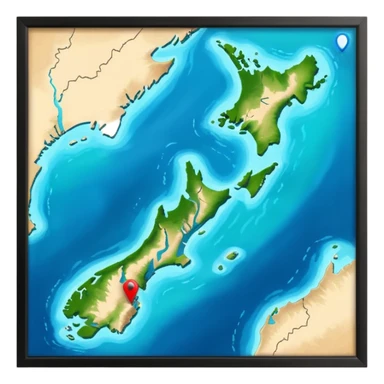 like the last one but more locaters on a wider range of map - west coast of south island nz sticker