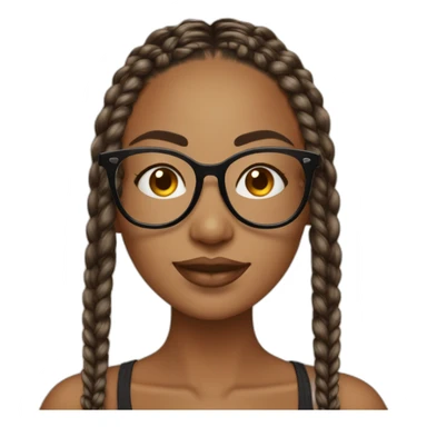Mujer con box braids pelo castaño con gafas sticker