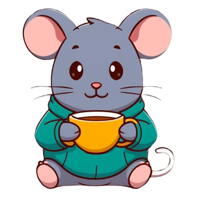 Sweet mouse in a cozy sweater enjoying a cup of tea sticker