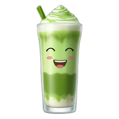 Matcha latte in a glass sticker