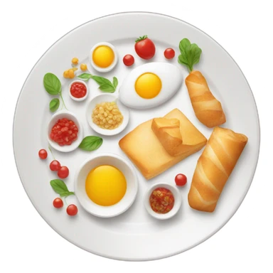 gourmet plate with big border and little food sticker