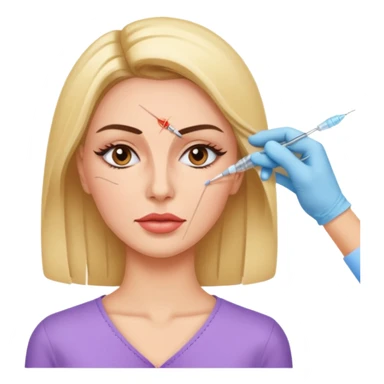 Woman taking a botox only one injection in the face sticker