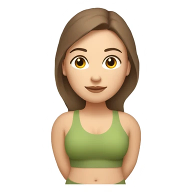 A plus size woman in yoga warrior pose. She has light skin, brown straight hair, and brown eyes.  sticker