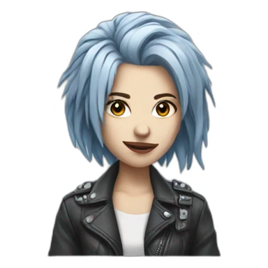 Blue Gray hair punk girl sticker