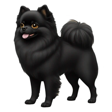Black Pomeranian dog with golden eyes full body sticker