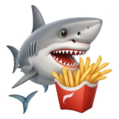 Shark with French fries sticker