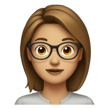 Woman with round face glasses and brown hair sticker