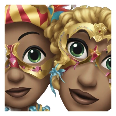 3 women with carnival mask  sticker