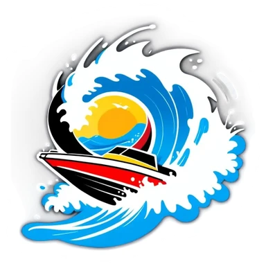 sport boat in waves sticker
