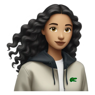 Lacoste bag latin girl with long hair with black lacoste windbreaker sticker