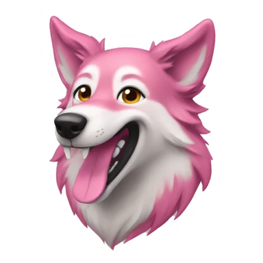 pink wolf dog smile sticker