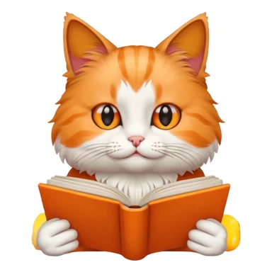 cat reading book sticker