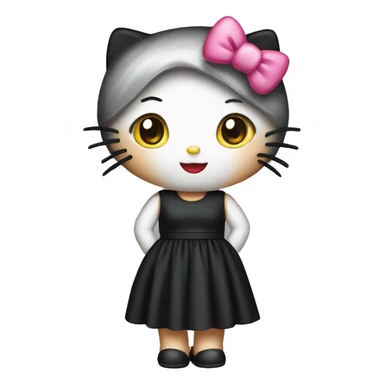 hello kitty wearing black dress sticker