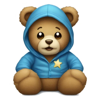 teddy bear with pajama hat and crescent moon  sticker