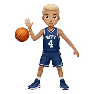 Light skinned black kid wearing number 4 navy blue basketball jersey and shorts sticker