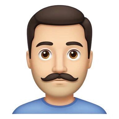 close-up of man face only with mustache and beard, medium eyes, medium light skin tone, dark hair, no neck visible, just the face sticker